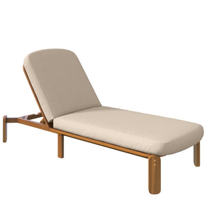 English Elm Outdoor Acacia Wood Chaise Lounge Reclining Patio Chair with Cushion for Poolside Brown N719P445623D