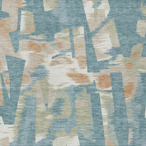 5x8 Abstract Teal Polyester Area Rug Stain Resistant for Indoor Outdoor Use
