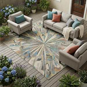 8x10 Abstract Polyester Area Rug Stain Resistant for Indoor Outdoor Living Spaces