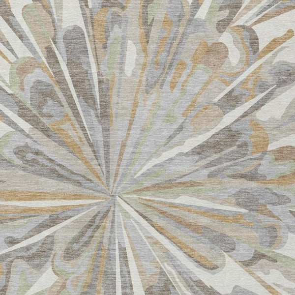 5x8 Ivory Silver Abstract Polyester Area Rug Washable Stain Resistant Indoor Outdoor
