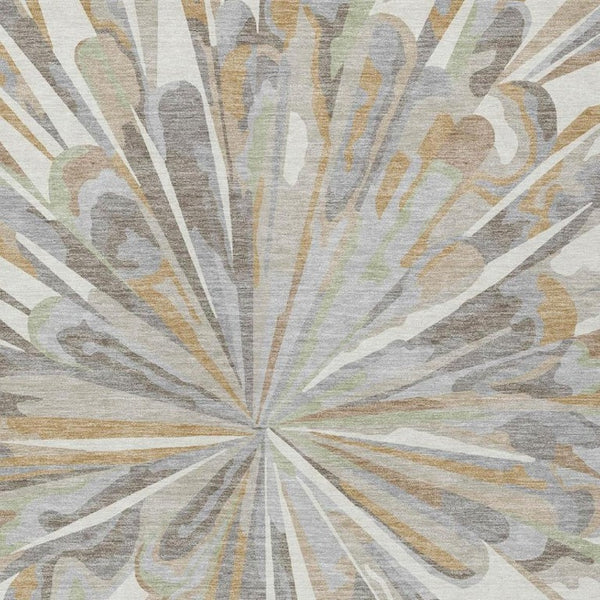 9 X 12 Ivory Silver Abstract Polyester Area Rug Washable for Indoor Outdoor Use