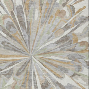 10 X 14 Ivory Silver Abstract Polyester Area Rug Stain Resistant Indoor Outdoor