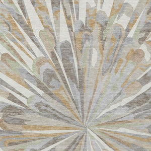 10 X 14 Ivory Silver Abstract Polyester Area Rug Stain Resistant Indoor Outdoor