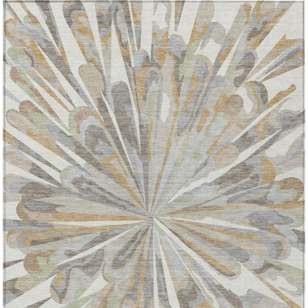 10 X 14 Ivory Silver Abstract Polyester Area Rug Stain Resistant Indoor Outdoor
