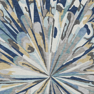 5 X 8 Abstract Navy Washable Polyester Area Rug for Indoor Outdoor Living