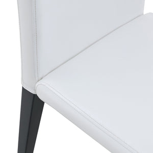 English Elm White Pu Leather Dining Chair with Ergonomic Back and Black Metal Base for Modern Interiors W1151S04615