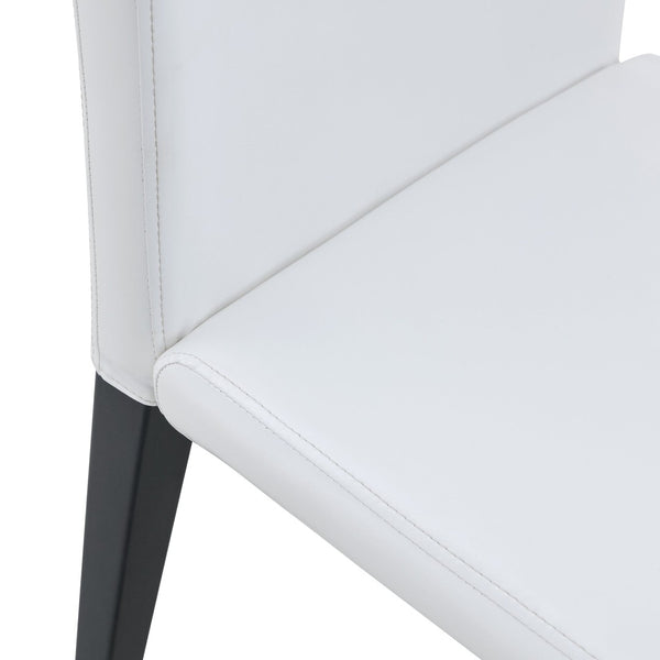 English Elm White Pu Leather Dining Chair with Ergonomic Back and Black Metal Base for Modern Interiors W1151S04615