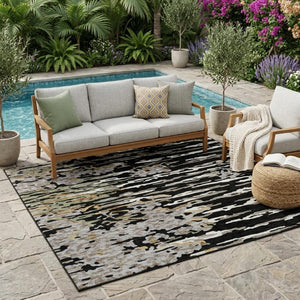 5x8 Abstract Polyester Area Rug Washable Stain Resistant Indoor Outdoor Graphite