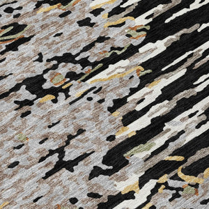 5x8 Abstract Polyester Area Rug Washable Stain Resistant Indoor Outdoor Graphite