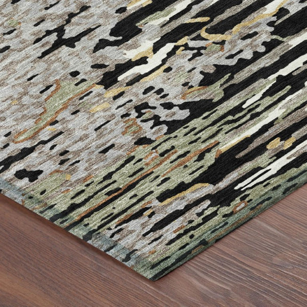 5x8 Abstract Polyester Area Rug Washable Stain Resistant Indoor Outdoor Graphite