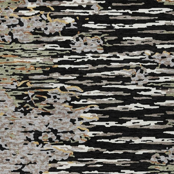 5x8 Abstract Polyester Area Rug Washable Stain Resistant Indoor Outdoor Graphite