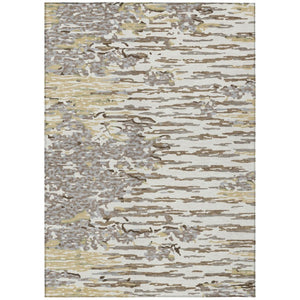 HomeRoots 8 X 10 Ivory Silver Abstract Polyester Area Rug Washable Stain Resistant Patio 743489
