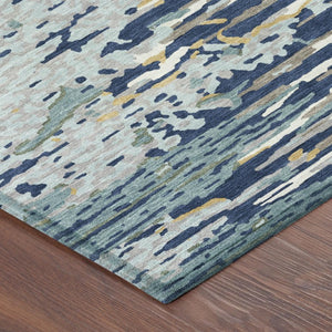 9x12 Abstract Indoor Outdoor Polyester Area Rug Stain Resistant Navy Patio Porch