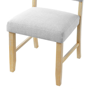 English Elm Wooden Modern Fabric Upholstered Dining Chairs Set of 4 – Farmhouse Style, Padded Seats & Solid Wood Legs Beige+Natural N752P294998D