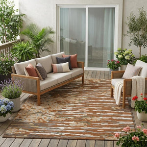 5 X 8 Abstract Washable Polyester Area Rug for Patio Porch or Living Room Decor