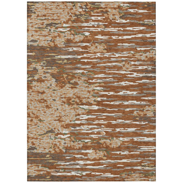 HomeRoots 5 X 8 Abstract Washable Polyester Area Rug for Patio Porch or Living Room Decor 743499