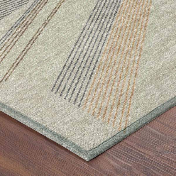 8 Ft X 10 Ft Beige Brown Geometric Polyester Area Rug Washable for Patio or Living Room