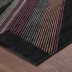 8 Foot Round Geometric Polyester Area Rug for Patio Porch or High Traffic Indoor Spaces