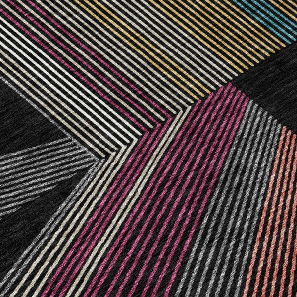 8 Foot Round Geometric Polyester Area Rug for Patio Porch or High Traffic Indoor Spaces