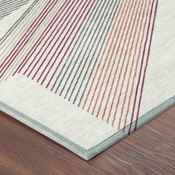 8 Foot Round Geometric Polyester Area Rug Washable for Indoor Outdoor Patios