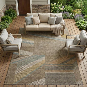 8x10 Geometric Polyester Area Rug Washable Stain Resistant for Patio and Living Room
