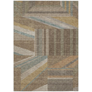 HomeRoots 8x10 Geometric Polyester Area Rug Washable Stain Resistant for Patio and Living Room 743525