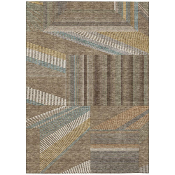 HomeRoots 8x10 Geometric Polyester Area Rug Washable Stain Resistant for Patio and Living Room 743525