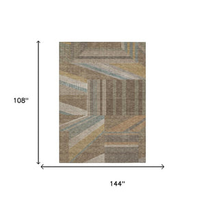 9 X 12 Geometric Polyester Area Rug Washable Stain Resistant Indoor Outdoor Decor