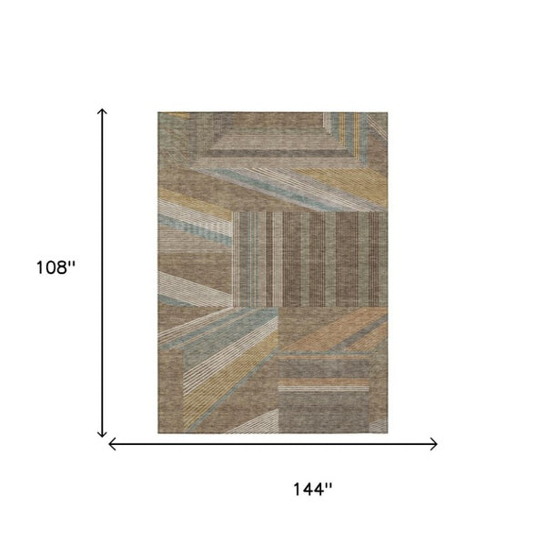 9 X 12 Geometric Polyester Area Rug Washable Stain Resistant Indoor Outdoor Decor