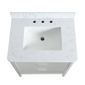 English Elm Fully Assembled 30'' Grey Freestanding Bathroom Vanity With Marble Top & Dual Handle Sets - Ready To Use! W1826P308972