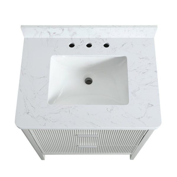 English Elm Fully Assembled 30'' Grey Freestanding Bathroom Vanity With Marble Top & Dual Handle Sets - Ready To Use! W1826P308972