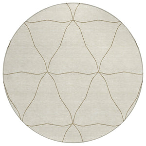 HomeRoots 8 Foot Round Geometric Polyester Area Rug Washable Stain Resistant Indoor Outdoor Patio 743548