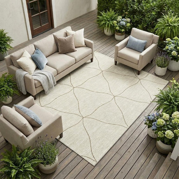 9 X 12 Geometric Polyester Area Rug Stain Resistant Washable for Indoor Outdoor Use