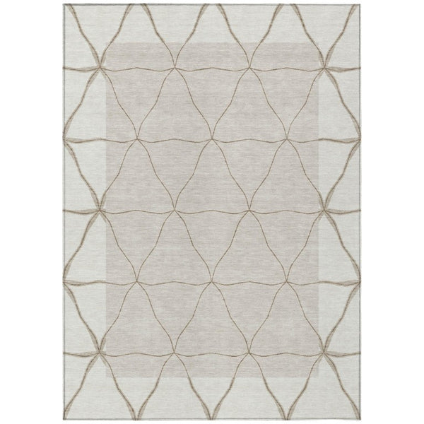 HomeRoots 9 X 12 Washable Geometric Polyester Area Rug for Patio Porch Living Room or Bedroom 743562