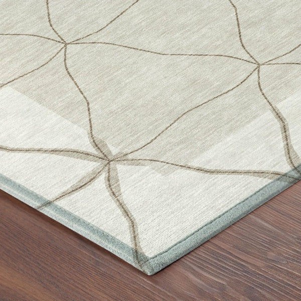 9 X 12 Washable Geometric Polyester Area Rug for Patio Porch Living Room or Bedroom