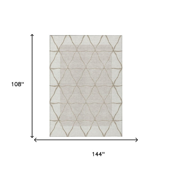 9 X 12 Washable Geometric Polyester Area Rug for Patio Porch Living Room or Bedroom