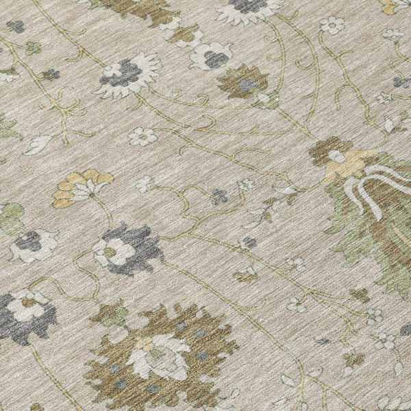 8x10 Oriental Polyester Area Rug Beige Brown Washable for Indoor Outdoor Use