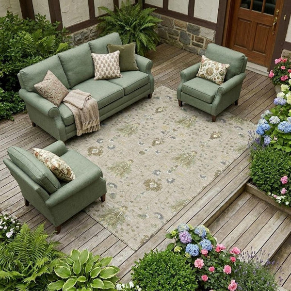 10 X 14 Oriental Beige Brown Polyester Washable Indoor Outdoor Rug for Patio