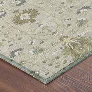10 X 14 Oriental Beige Brown Polyester Washable Indoor Outdoor Rug for Patio
