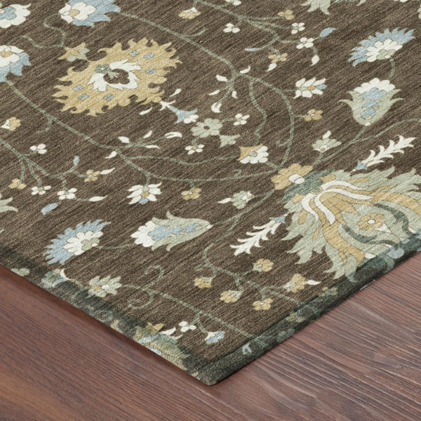 8 Foot Round Oriental Polyester Area Rug for Patio Porch Family Room or Mudroom