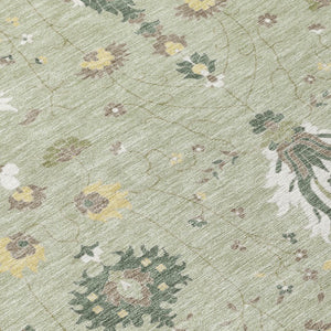 5x8 Oriental Polyester Area Rug Stain Resistant Indoor Outdoor Patio Porch Green Beige