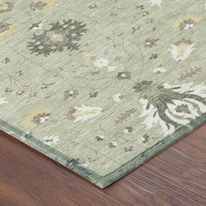 8 Foot Round Oriental Polyester Area Rug Washable for Patio Porch or Family Room