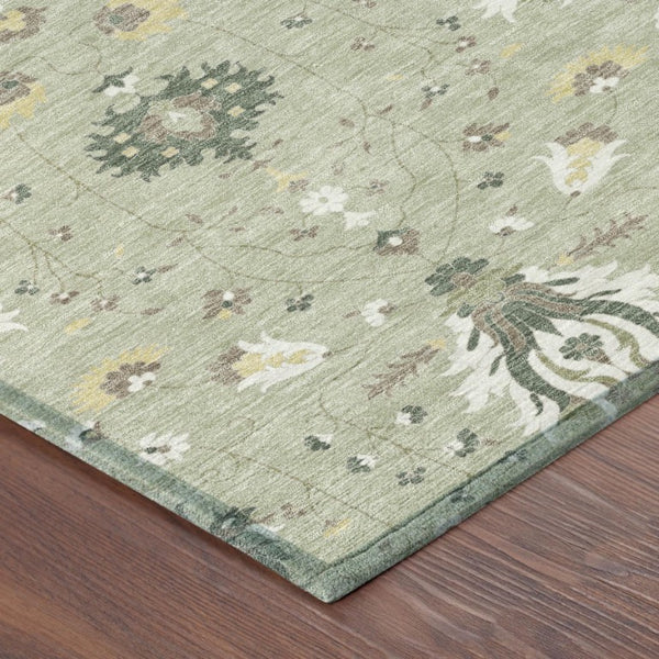 8 Foot Round Oriental Polyester Area Rug Washable for Patio Porch or Family Room