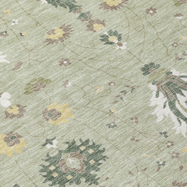 8 Foot Round Oriental Polyester Area Rug Washable for Patio Porch or Family Room