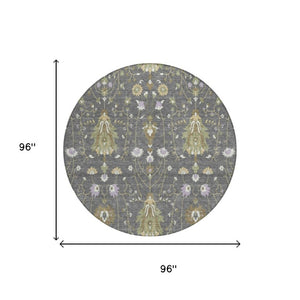 8 Foot Round Oriental Polyester Rug Stain Resistant for Indoor Outdoor Spaces