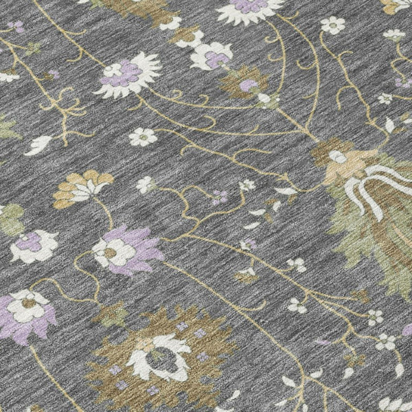 9 X 12 Gray Graphite Oriental Polyester Rug Stain Resistant Indoor Outdoor Use