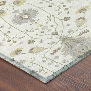 10 X 14 Oriental Polyester Area Rug Washable Stain Resistant Indoor Outdoor Ivory