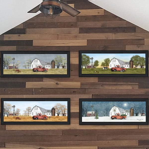 English Elm "billy Jacobs Pastoral Four Seasons Panel Art Set with Matte Black Wood Frames B06787307