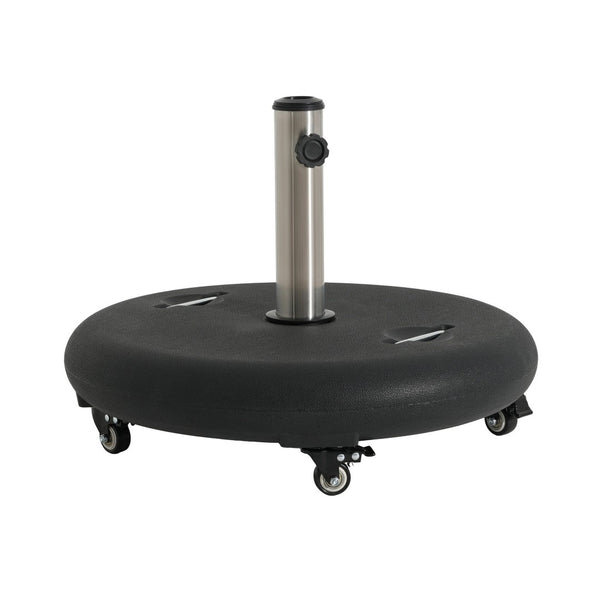English Elm Wheelie Concrete Filled Resin Patio Umbrella Base with Rolling Wheels for Outdoor Use N775P407231B