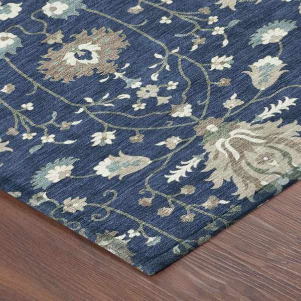 8 Foot Round Oriental Geometric Polyester Area Rug Washable for Indoor Outdoor Use